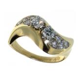 14kt Gold Vintage 1/3 ct Diamond Wave Ring