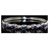 Stunning 4.10 ct Sapphire & Diamond Cuff Bracelet