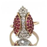 14kt Gold Antique 1.25 ct Ruby & Diamond Ring