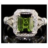 14kt Gold 2.61 ct Green Tourmaline & Diamond Ring