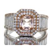 Cushion Cut 2.60 ct Morganite Designer Ring