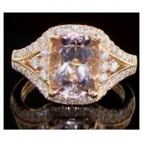 14K Rose Gold 3.62 ct Morganite and Diamond Ring