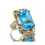 14kt Gold Natural 19.55 ct Blue Topaz Estate Ring