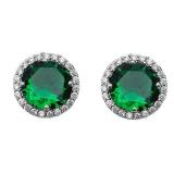 Round 4.00 ct Emerald Solitaire Earrings