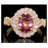 14kt Gold 2.20 ct Pink Tourmaline & Diamond Ring