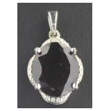 Natural Oval 5.11 ct Garnet & Diamond Pendant