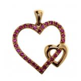 10kt Gold 1/2 ct Double Heart Ruby Pendant