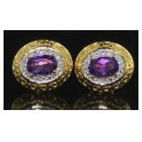 Genuine Amethyst & Diamond Accent Earrings