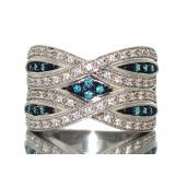 Brilliant Neon Apatite & White Zircon Wave Ring