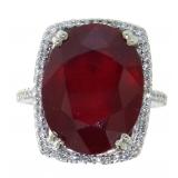 14kt Gold 17.40 ct Oval Ruby & Diamond Ring