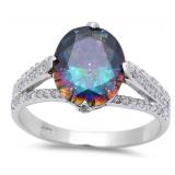 Stunning Oval Mystic & White Topaz Designer Ring