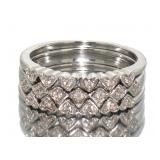 3 pc White Topaz Stack Ring Set