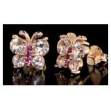 Genuine Morganite 1.00 ct Butterfly Earrings