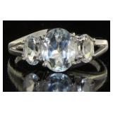 Natural Oval 2.44 ct Aquamarine 3 Stone Ring