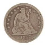 1857 Seated Liberty Silver Quarter