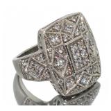 Antique Style White Topaz Cocktail Ring