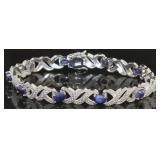 Genuine 5.00 ct Sapphire & Diamond Accent Bracelet