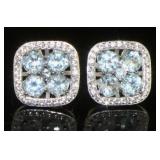 Stunning Genuine Blue Topaz Stud Earrings