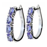 Natural 2.11 ct Tanzanite Hoop Earrings