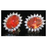 Natural Oval 1.60 ct Fire Opal Stud Earrings