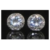 Natural 1.10 ct White Sapphire & Diamond Earrings