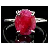 Natural Oval 4.07 ct Ruby Solitaire Ring