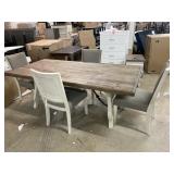 Ashley Farmhouse Table w/ 4 Upholstered Chairs