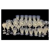 (42) Etched Stem Crystal Glasses Amazing Ring