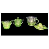 Green Depression Juicer, Measure Cup, Cream &