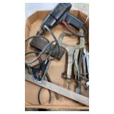 Drill, Level Square & Tools