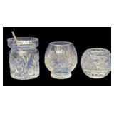 Lead Crystal Mayonnaise & 2 Rose Bowls