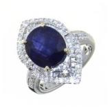 14kt Gold 6.42 ct Oval Sapphire & Diamond Ring