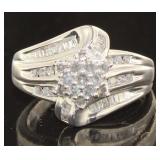Genuine 1/2 ct Baguette Diamond Cluster Ring