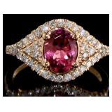 14kt Gold 1.57 ct Pink Tourmaline & Diamond Ring
