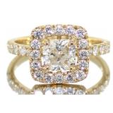 14kt Gold 1.80 ct Cushion Cut Diamond Ring