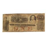 1860 Bank State South Carolina One Dollar Note