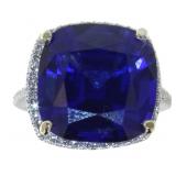14kt Gold 18.56ct Sapphire & Diamond Ring