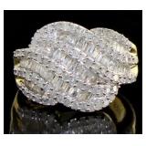 Brilliant 3/4 ct Baguette Diamond Wave Ring