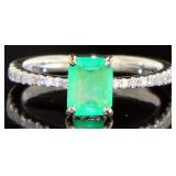 14kt Gold 1.15 ct Emerald & Diamond Ring