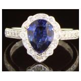 14kt Gold 2.56 ct Pear Sapphire & Diamond Ring