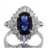 Platinum 3.00 ct Natural Sapphire & Diamond Ring