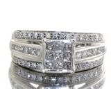 10kt Gold Emerald Quad Cut 1.00+ ct Diamond Ring