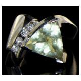 14kt Gold 5.25 ct Lemon Quartz & Diamond Ring