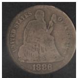 1886 Seated Liberty Silver Dime