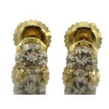 14kt Gold Brilliant 3/4 ct Diamond Stud Earrings