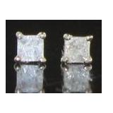 Natural 1/10 ct Princess Cut Diamond Earrings
