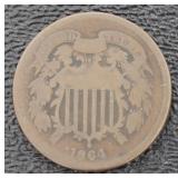 1864 Copper Two Cent Piece *Civil War