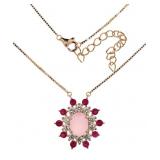 Elegant 4.30 ct Rose Quartz & Ruby Necklace