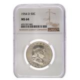 1954 D - MS64 Franklin Half Silver Dollar