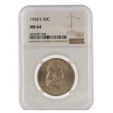 1954 S - MS64 Franklin Silver Half Dollar